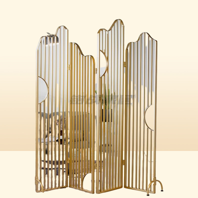 Dining room iron screens living rooms light transmission hollow metal folding movable modern simple Chinese partition ins5934698