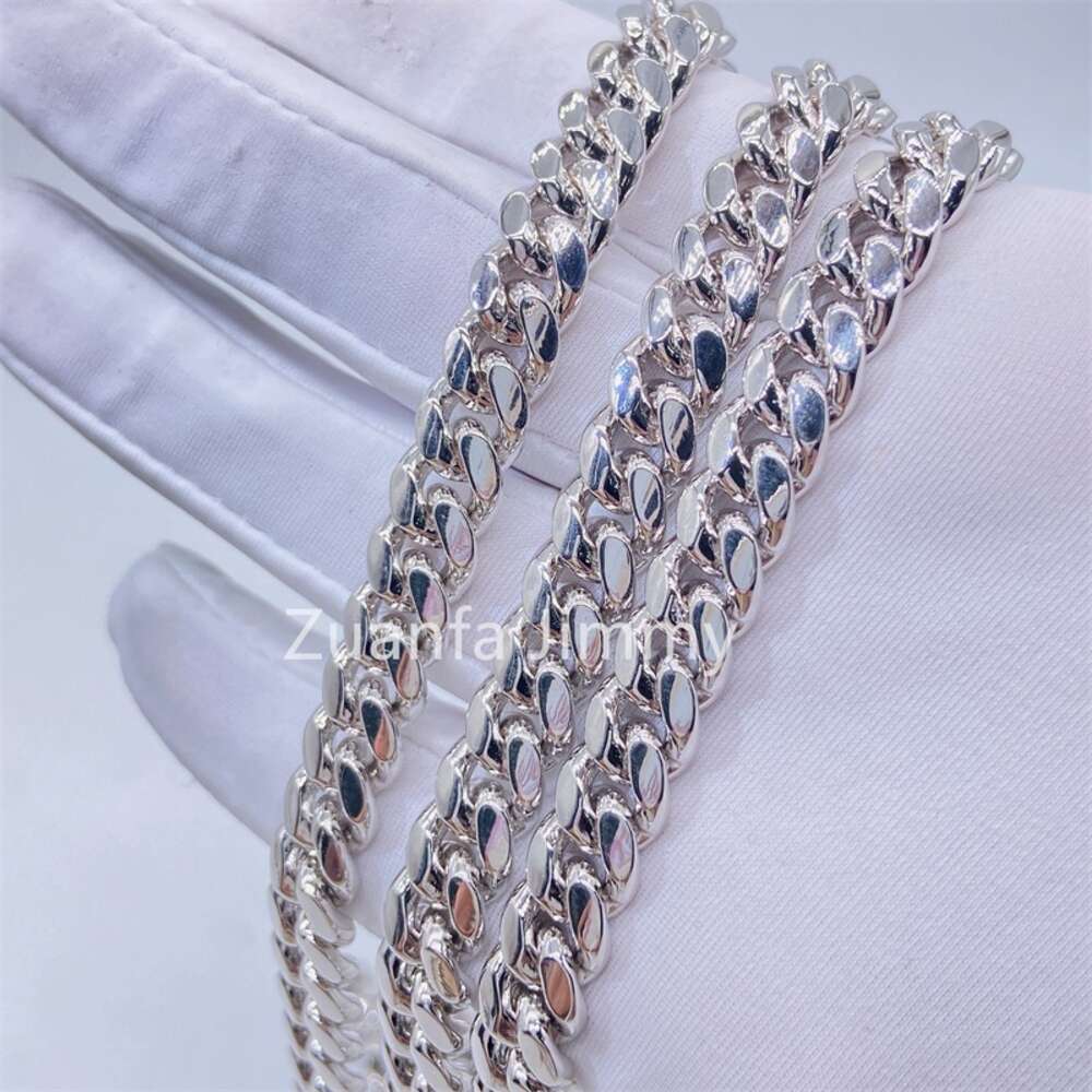 8mm 10mm 12mm 14mm Width Stainless Steel Hip Hop Style Iced Out Jewelry Vvs Moissanite Clasp Cuban Link Chain