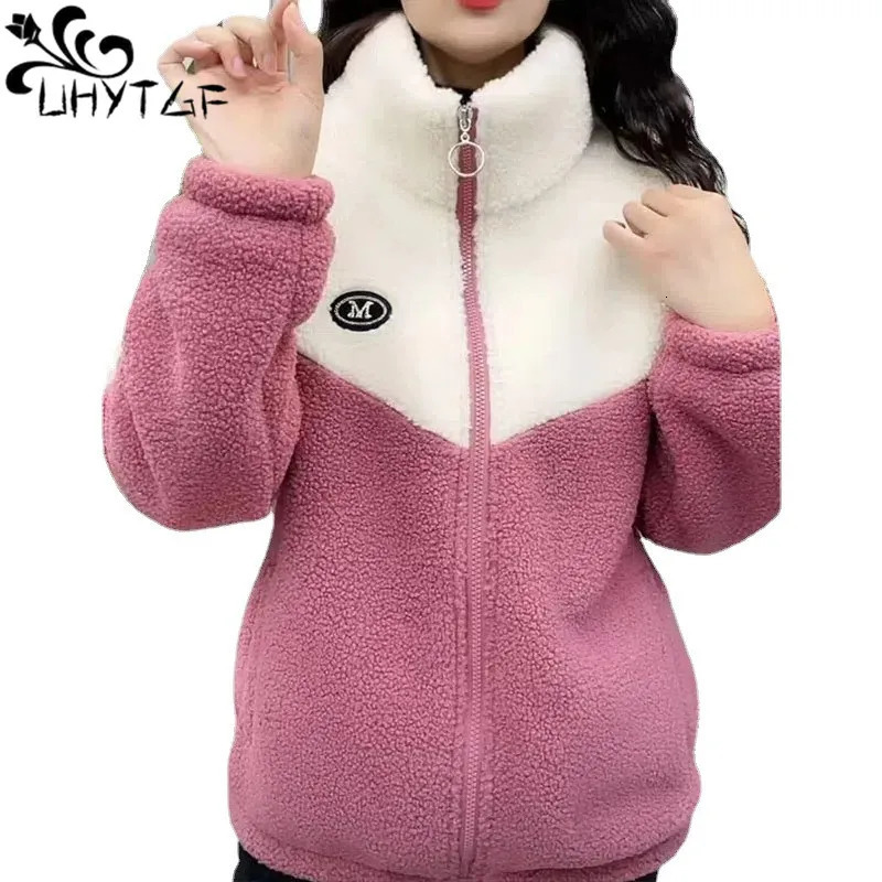 Autumn Winter Fleece Fluffy Jacket Women s Streetwear Harajuku Zipper Coat Ladies Lightweight Plush Warm Splice 2320 231228
