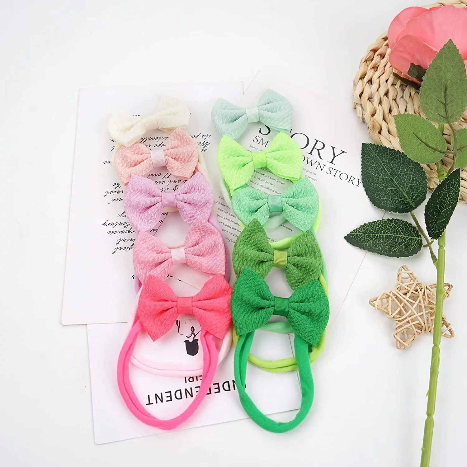 40 Pieces Baby Hair Bows Headband Nylon Hair Band Stretchy Hairbands Hair Accessories for born Infant Toddlers Kids 231229
