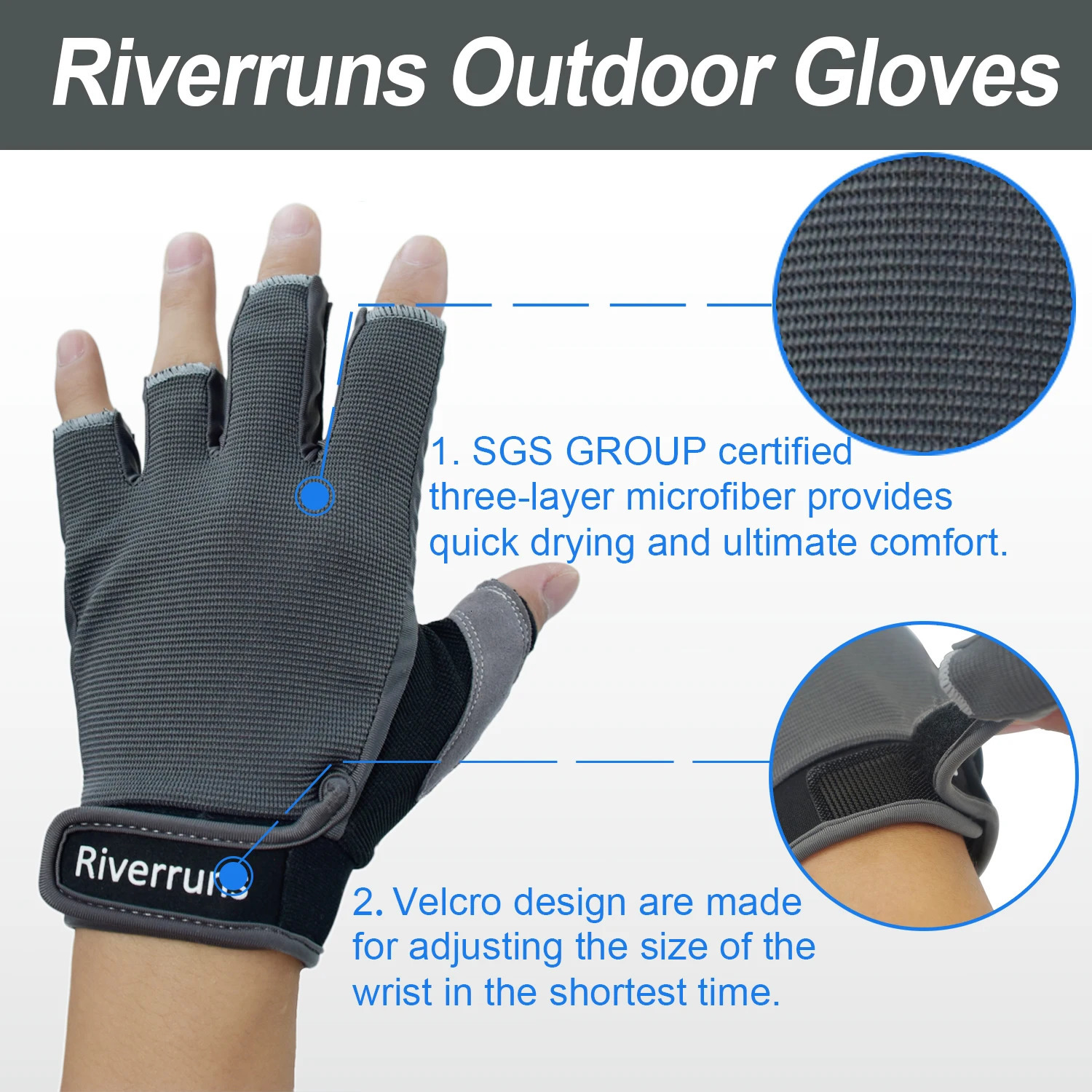 Riverruns Fingerless Fishing Gloves Sun Protection for Men Fishing Paddling Sailing Rowing and Hiking. 231228