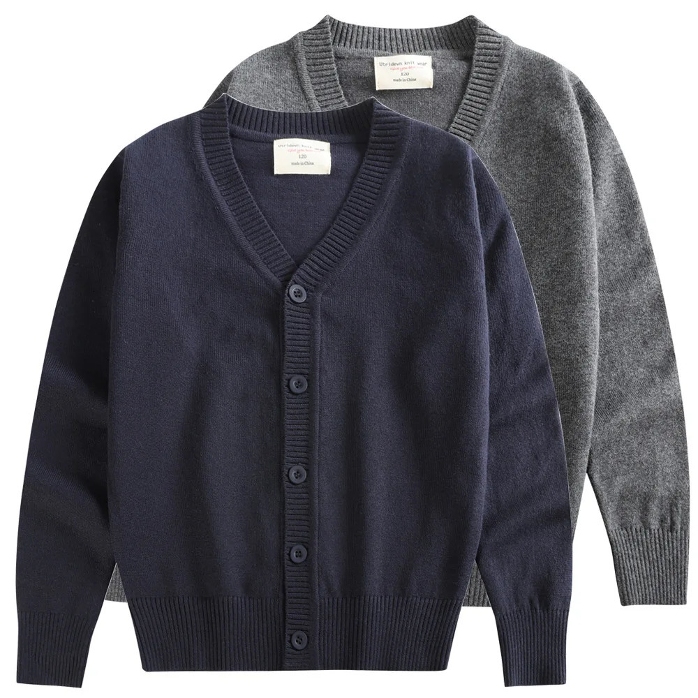 Jumping size school uniform girls' long sleeved coat children's sweater cardigan parent-child outfit knitting 231228