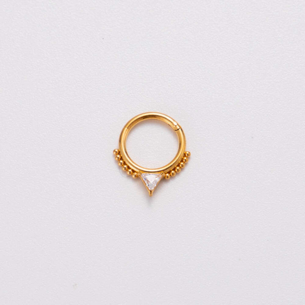 Surgical Titanium Stainless Steel Snake Nose Ring Prong Shiny Cubic Zircon18k Gold Cartilage Ring Hip Hop Popular Piercing Body Jewelry Accessories Bi