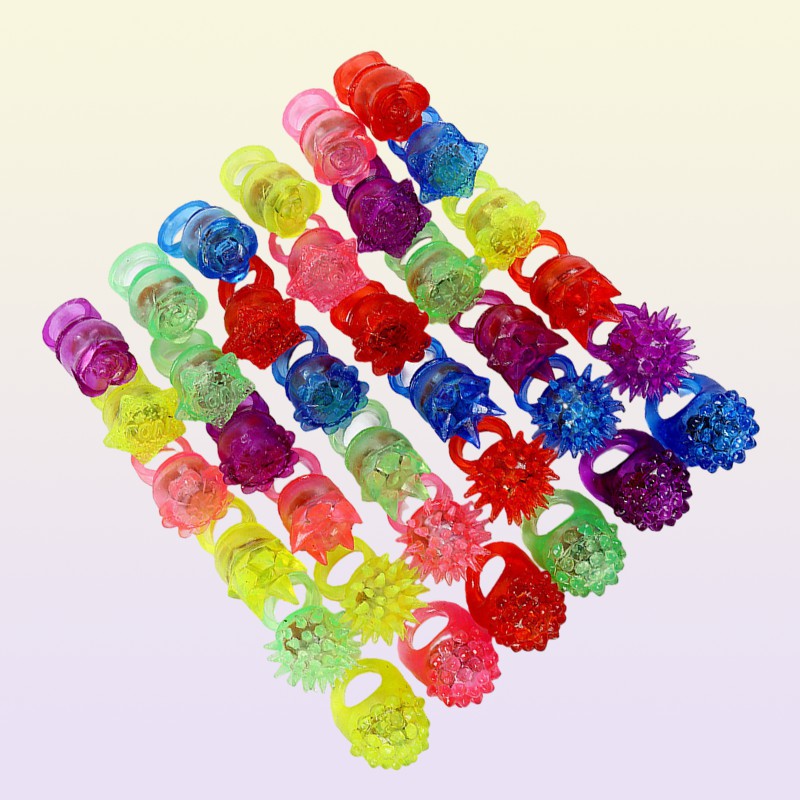 LED Gloves Glowing Ring Flashing Light Up Bumpy Toys Finger Lights Party Favor Blinking Jelly Rubber s 15pcs30pcs a pack 220827