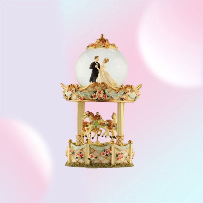 Wedding gifts groom bride crystal ball music box lantern double carousel eight tone box creative ornaments4006233