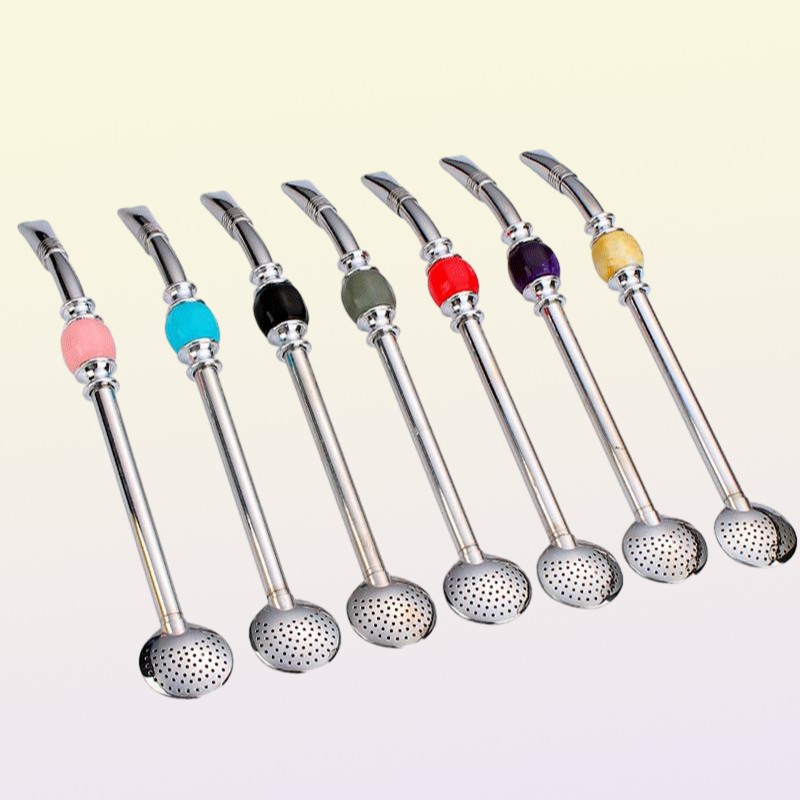 Drinking Straws Creative 304 Stainless Steel Straw Color Spoon Practical Argentina Yerba Mate Set Factory Direct Supply7440105