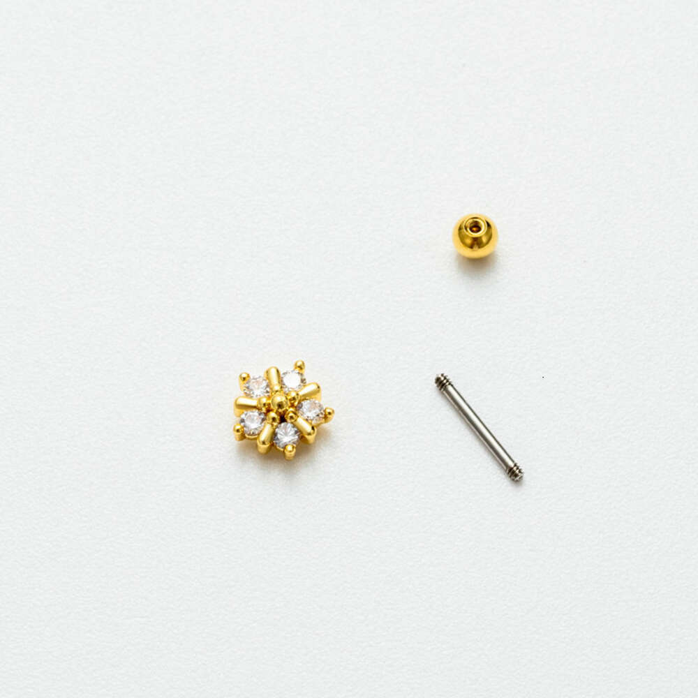 Surgical Stainless Steel Earring Barbell Cubic Zirconia Helix Ball Studs Ear Ring Earrings 0.8 Double Screw Earrings Flower Heart Cartilage Piercing B
