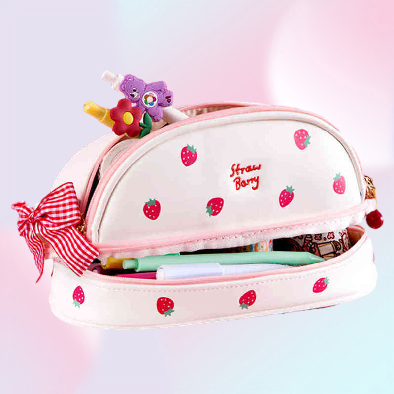 Learning Toys Pencil Case Large Kawaii School Pencil Cases Strawberry Stationery Pen Case For Girls Trousse School Supplies Cute P