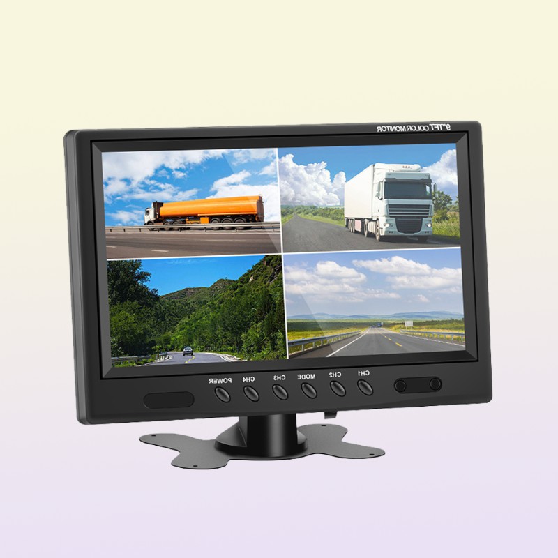 9 Inch TFT LCD Split Screen Quad Monitor Security Surveillance Car rest Rear View Monitor Parking Rear View Camera System2485761 C251017
