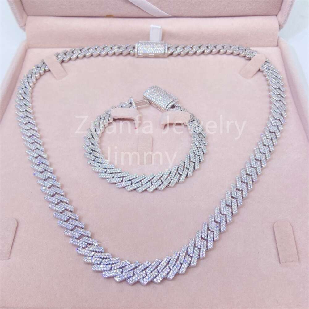 Custom Made Solid Back 10mm Width Fashion Necklace Jewelry S925 Pass Diamond Tester Flawless Moissanite Diamond Man Necklace