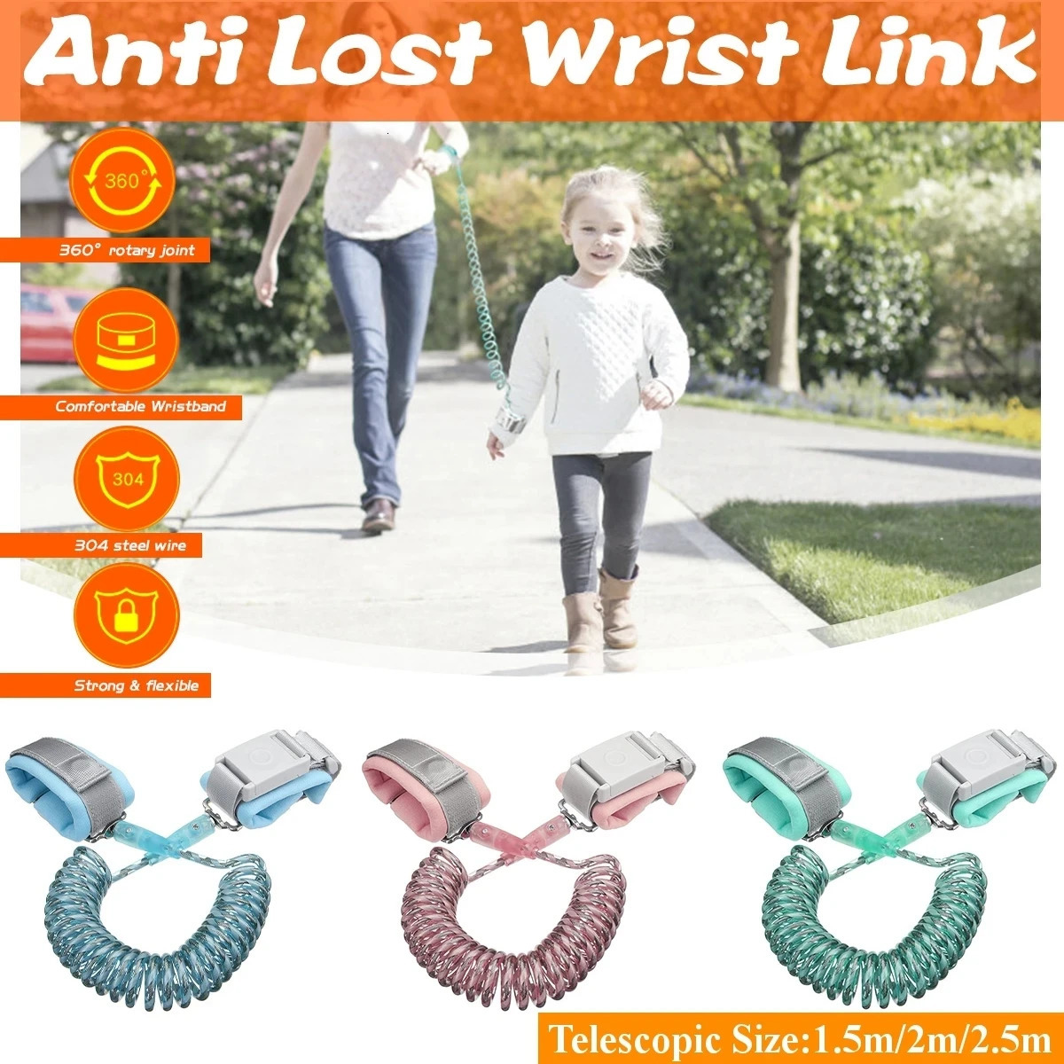 Child Anti Lost Wrist 1.5/2/2.5M Strap Rope Toddler Leash Magnetic Safety Outdoor Walking Hand Belt Band Anti-lost Wristband 240103