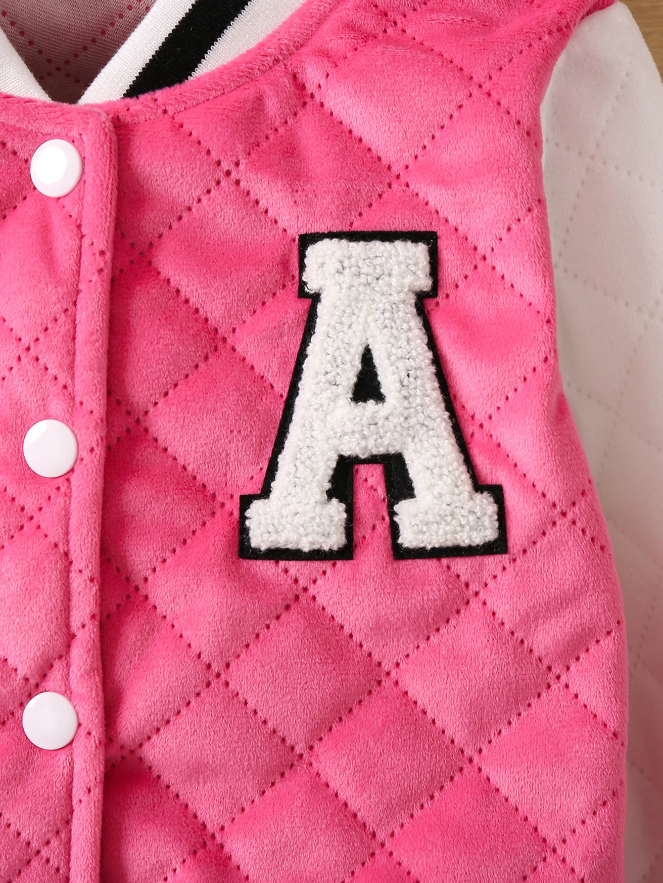 Girls fashion color contrast letter embroidered chapter baseball jacket 231228