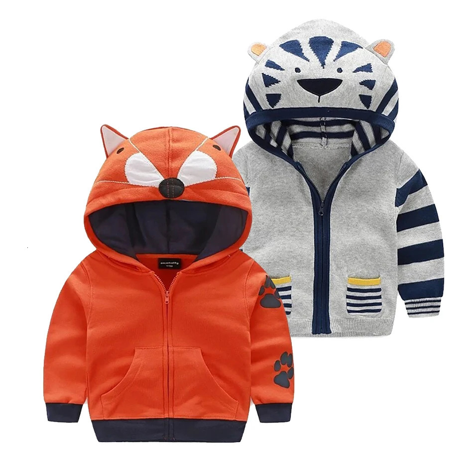 Kids Cartoon Coat Hoodies Tiger Jacket for Boy Girl Fox Animal Ear Hoody Kids Hooded Toddler Autumn Spring 18-6Y JYF 231229