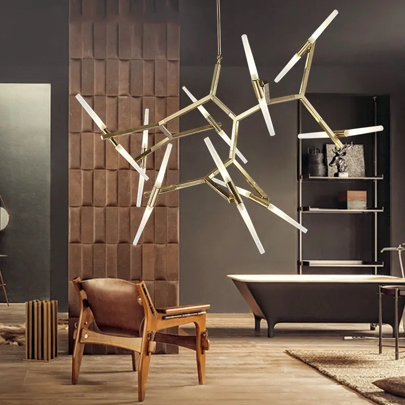 customizied postmodern nordic herringbone contemporary pendant light living room dining room dimmable g9 bulb hanging lamps led LL