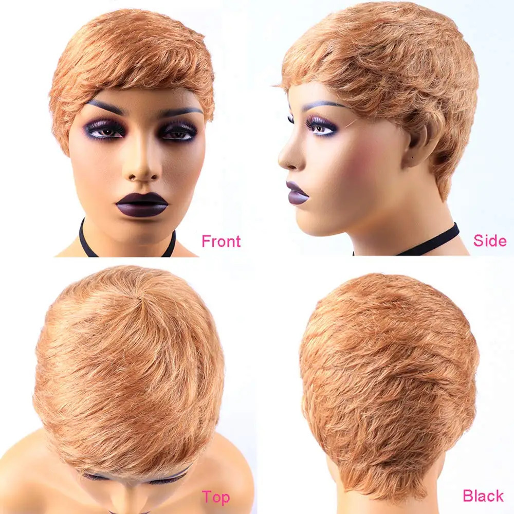 Short Straight Human Hair Wigs Natural Color Brazilian Remy Hair Pixie Cut Wig Human Hair Wig For Black Women MYLOCKME 231229
