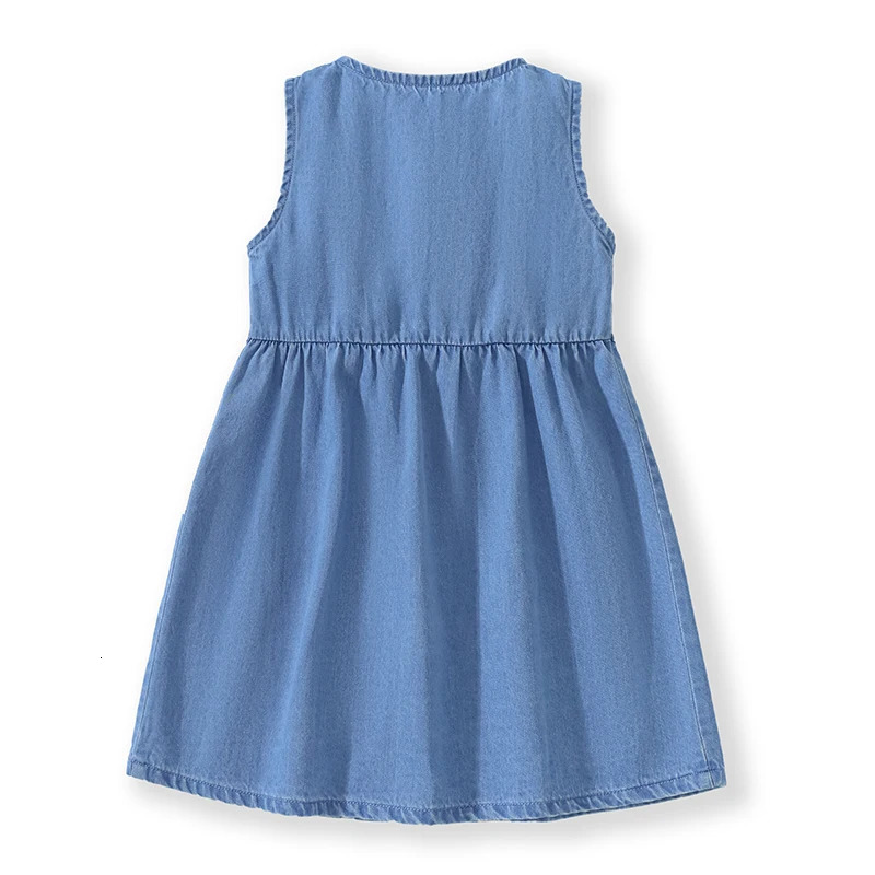 Little maven Girls Denim Sleeveless Dress Unicorn Appliques Children Clothing Summer for Kids Clothes Dresses 231228
