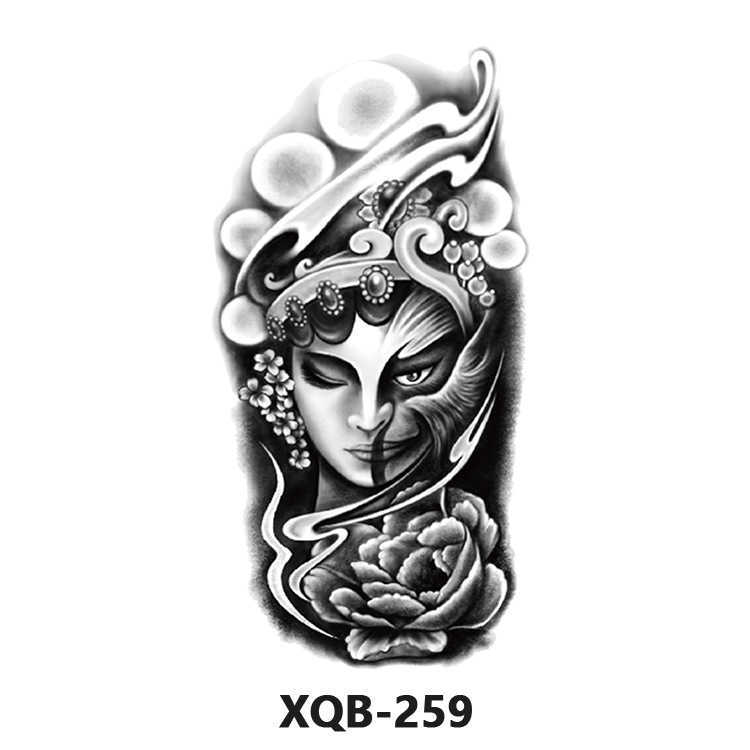 New Tattoo Sticker Waterproof Animal Black and White Flower Colored Net Red Arm Half Simulation