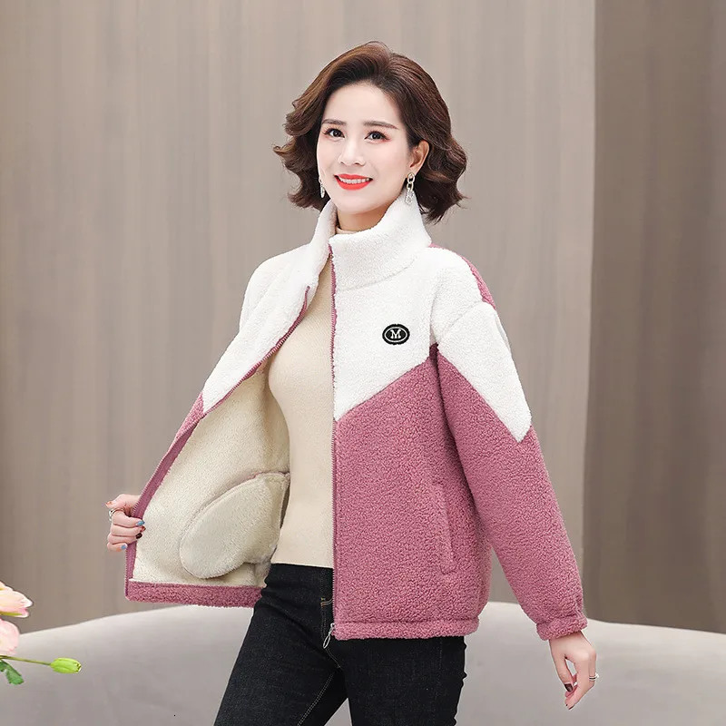 Autumn Winter Fleece Fluffy Jacket Women s Streetwear Harajuku Zipper Coat Ladies Lightweight Plush Warm Splice 2320 231228