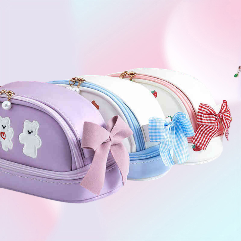 Learning Toys Pencil Case Large Kawaii School Pencil Cases Strawberry Stationery Pen Case For Girls Trousse School Supplies Cute P