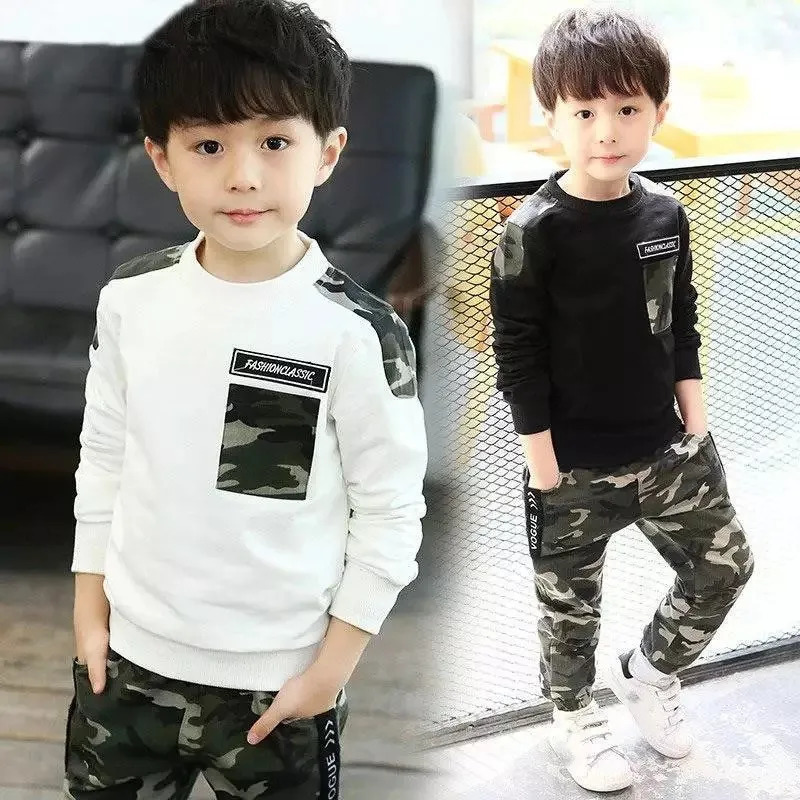 Kids Sport Clothing Sets Boys Tracksuit Autumn Camouflage Children Tops Pants 2Pcs Kit Outfit Teenager 231228