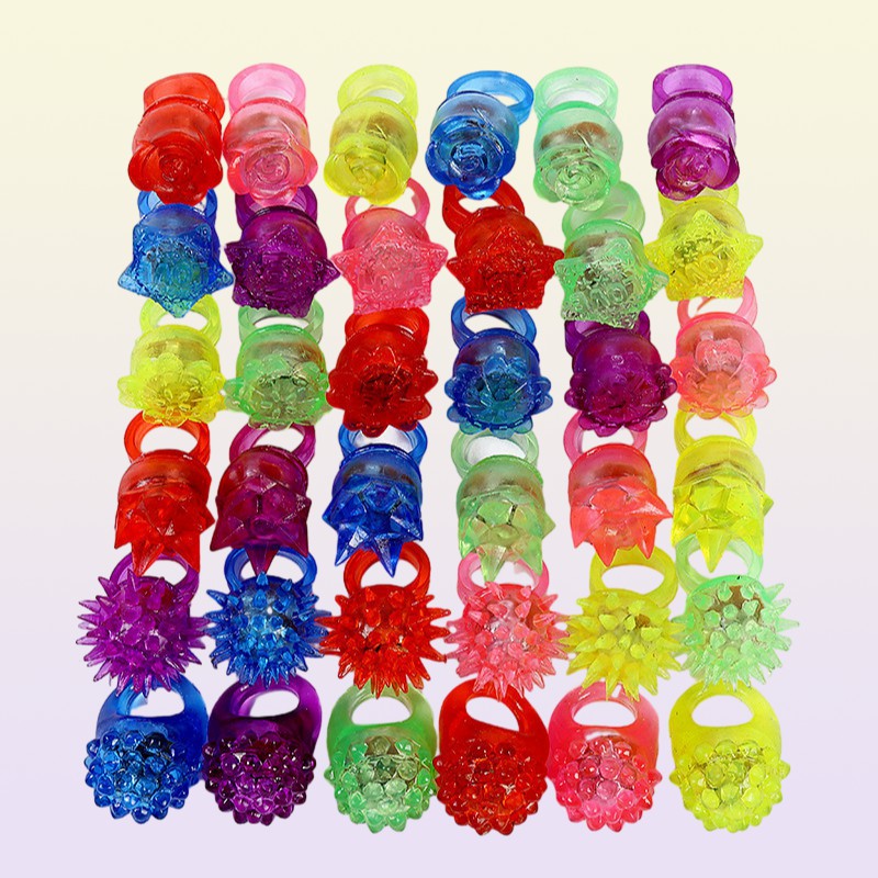LED Gloves Glowing Ring Flashing Light Up Bumpy Toys Finger Lights Party Favor Blinking Jelly Rubber s 15pcs30pcs a pack 220827