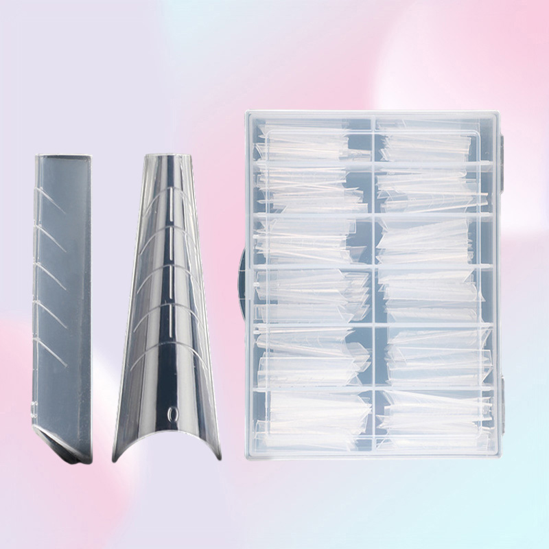 MSHARE Dual Forms Russian Almond Nail Tips Balerina Half Cover Quick Building Mold for Acrylic Gel Extension 120pcs in Box