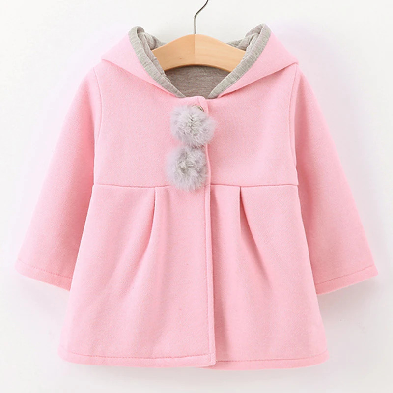 Spring Autumn Baby Kid Girls Jackets Rabbit Ear Cotton Winter Outerwear Children Hooded Coats 1 2 3 4 5 Year old Toddler Clothes 231228