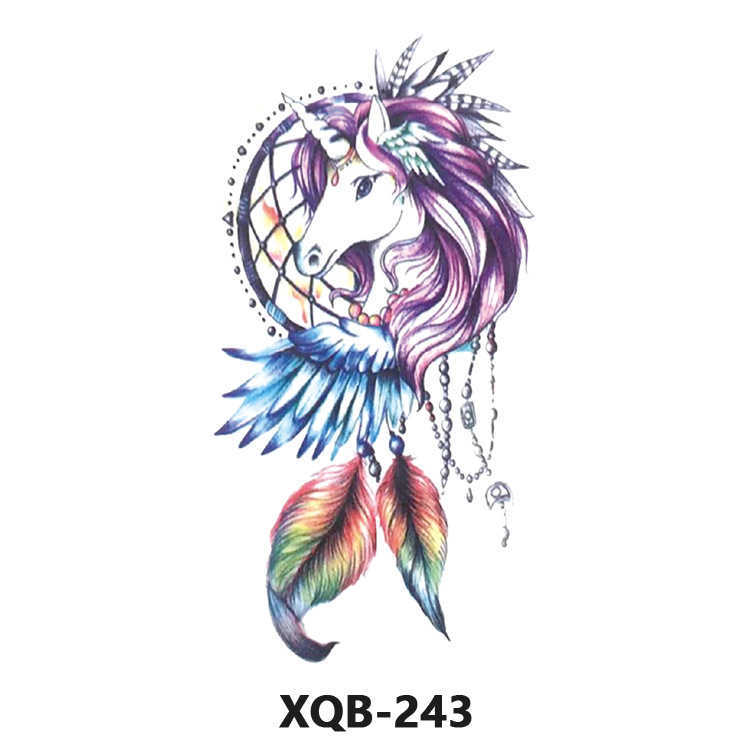 New Tattoo Sticker Waterproof Animal Black and White Flower Colored Net Red Arm Half Simulation