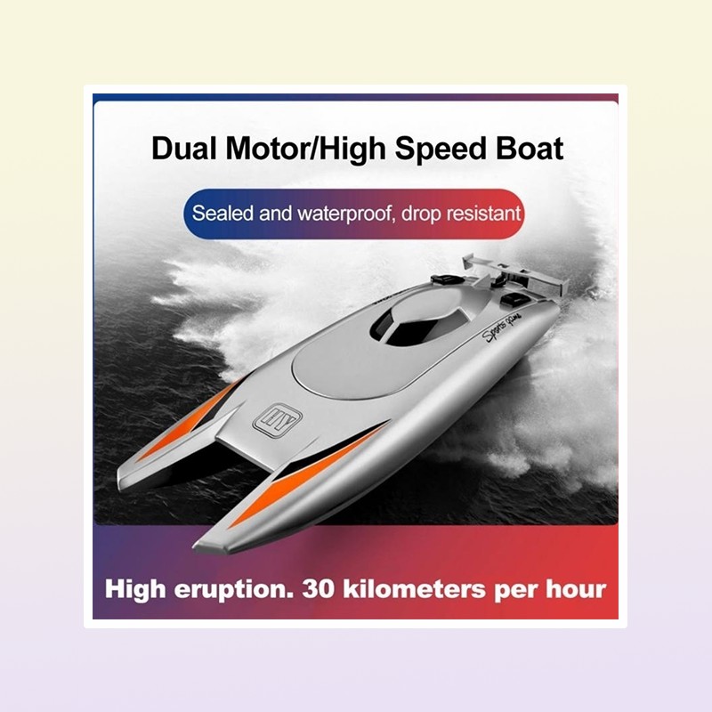Electric RC Boats 2 4Ghz RC Racing Boat High Speed Yacht 30 KM H Remote Control Speedboat Rowing Ship Model USB Charging Water Gam