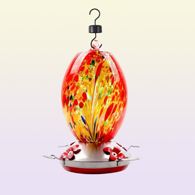 Other Bird Supplies Colorful Hummingbird Food Feeder Hand Blown Glass Drinker Water Feeding Bowl For Yard Outdoor Parrot Accessori9766099