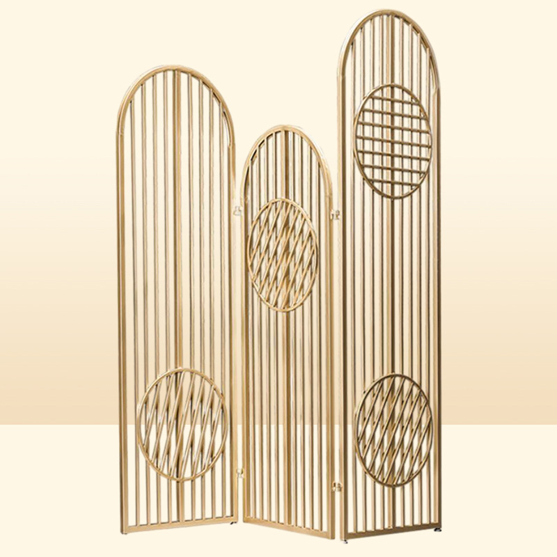 Dining room iron screens living rooms light transmission hollow metal folding movable modern simple Chinese partition ins5934698