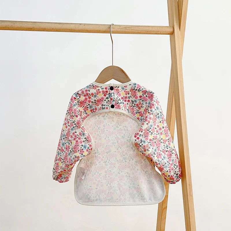 Baby Bibs Waterproof Kids Eating Clothes Infant Toddler Long Sleeve Bib Apron With Pocket Boys Girls Feeding Smock Baby Stuff 231229