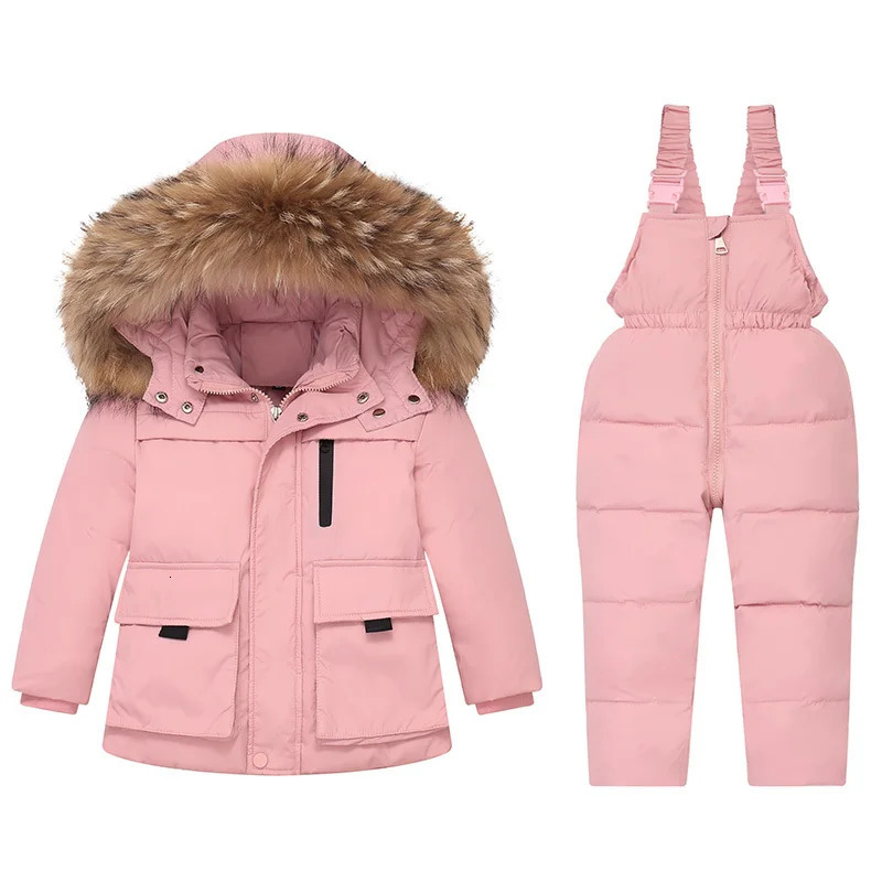 Boy Baby Overalls Winter Down Jacket jumpsuit Warm Kids Parka Hooded Coat Child Snowsuit Snow toddler girl Clothes Clothing Set 231228