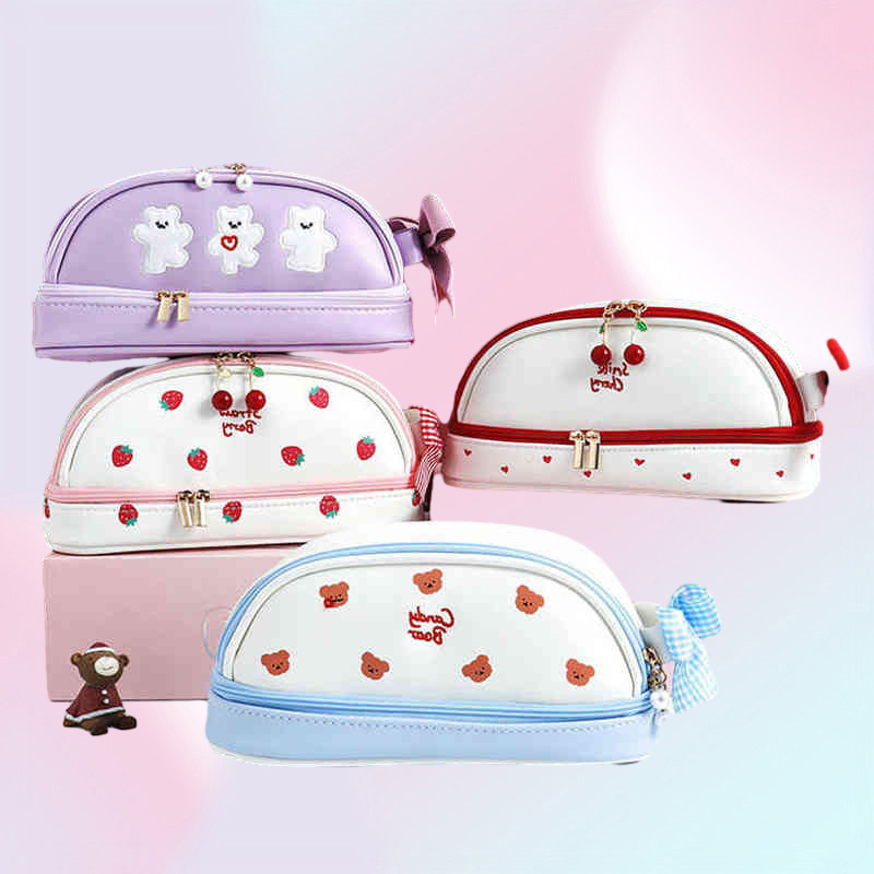 Learning Toys Pencil Case Large Kawaii School Pencil Cases Strawberry Stationery Pen Case For Girls Trousse School Supplies Cute P