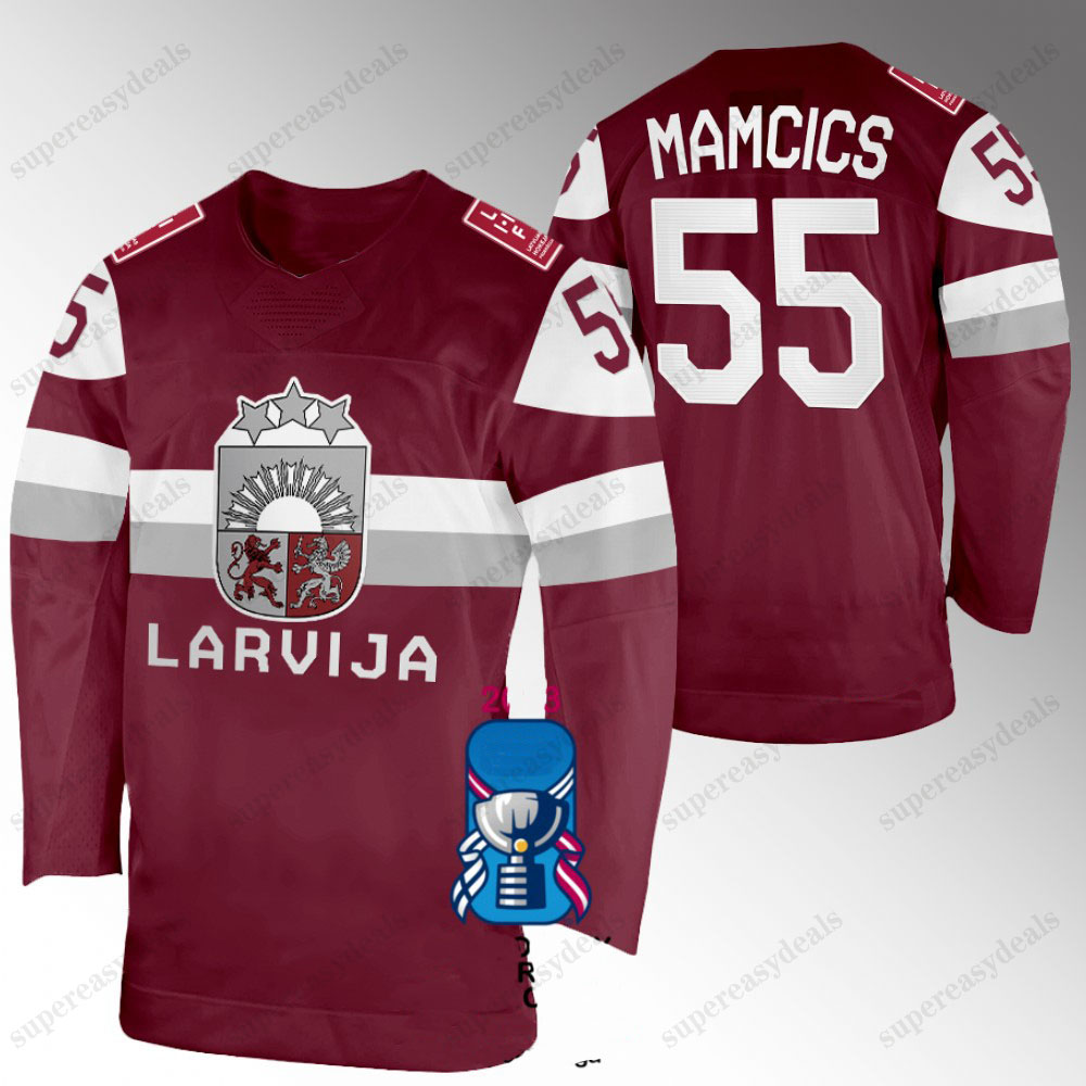 1012024 IIHF Latvia Hockey World Championship Jersey - Cukste Jaks Punnenovs Gudlevskis Freibergs Kenins