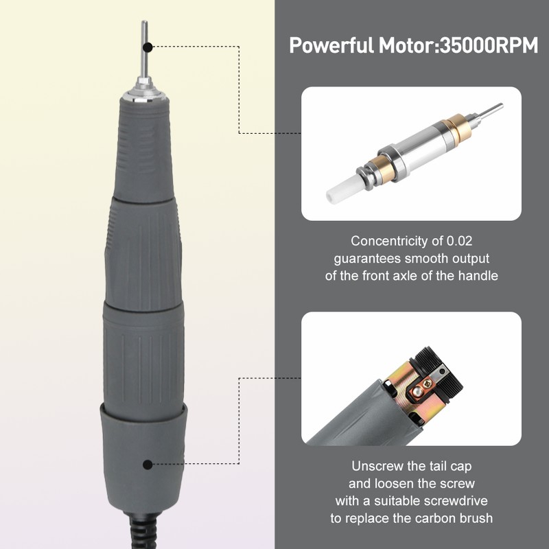 65W Manicure Machine 35000RPM Handpiece Polish Electric Nail Drill for Set File 220308