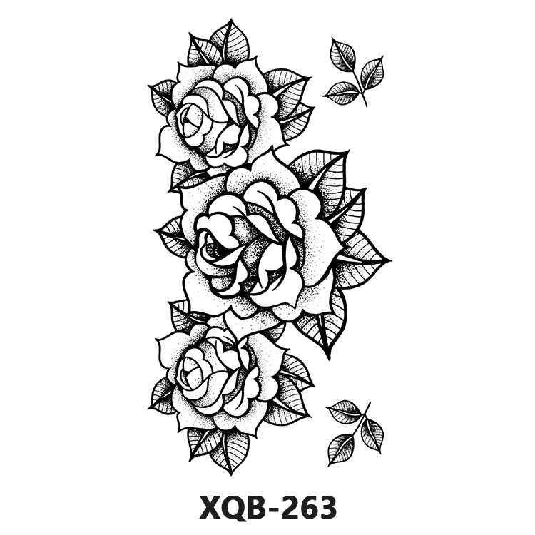 New Tattoo Sticker Waterproof Animal Black and White Flower Colored Net Red Arm Half Simulation
