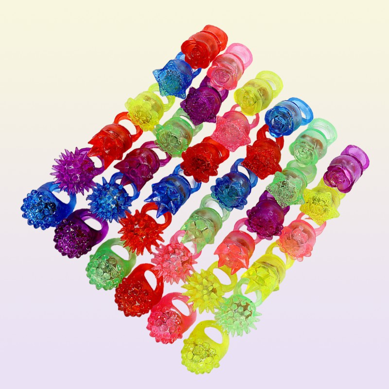 LED Gloves Glowing Ring Flashing Light Up Bumpy Toys Finger Lights Party Favor Blinking Jelly Rubber s 15pcs30pcs a pack 220827