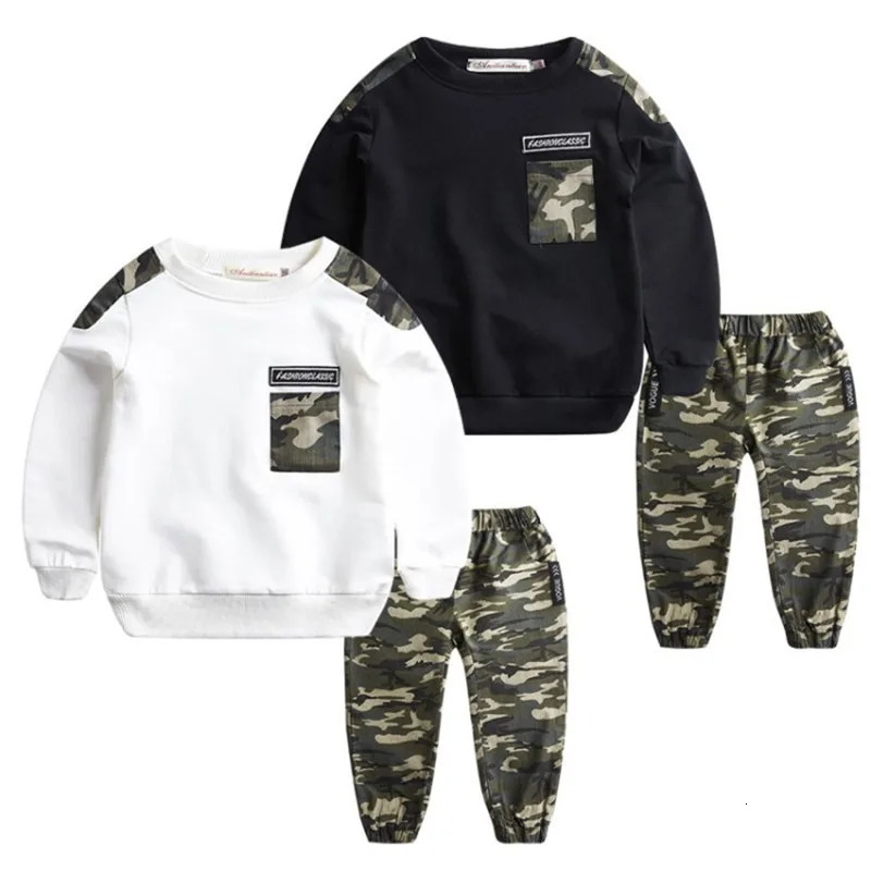 Kids Sport Clothing Sets Boys Tracksuit Autumn Camouflage Children Tops Pants 2Pcs Kit Outfit Teenager 231228