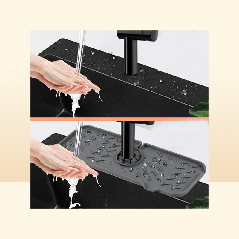 Mats Pads Kitchen Silicone Faucet Mat Sink Draining Splash Guard Drainage Drying Pad Bathroom Countertop Protection3081562