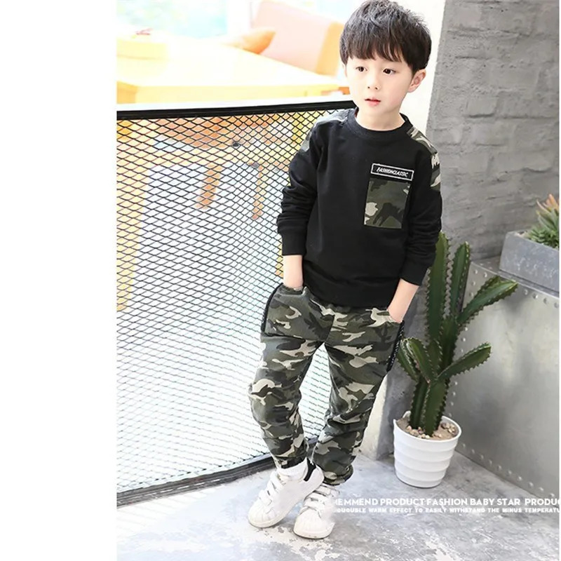 Kids Sport Clothing Sets Boys Tracksuit Autumn Camouflage Children Tops Pants 2Pcs Kit Outfit Teenager 231228
