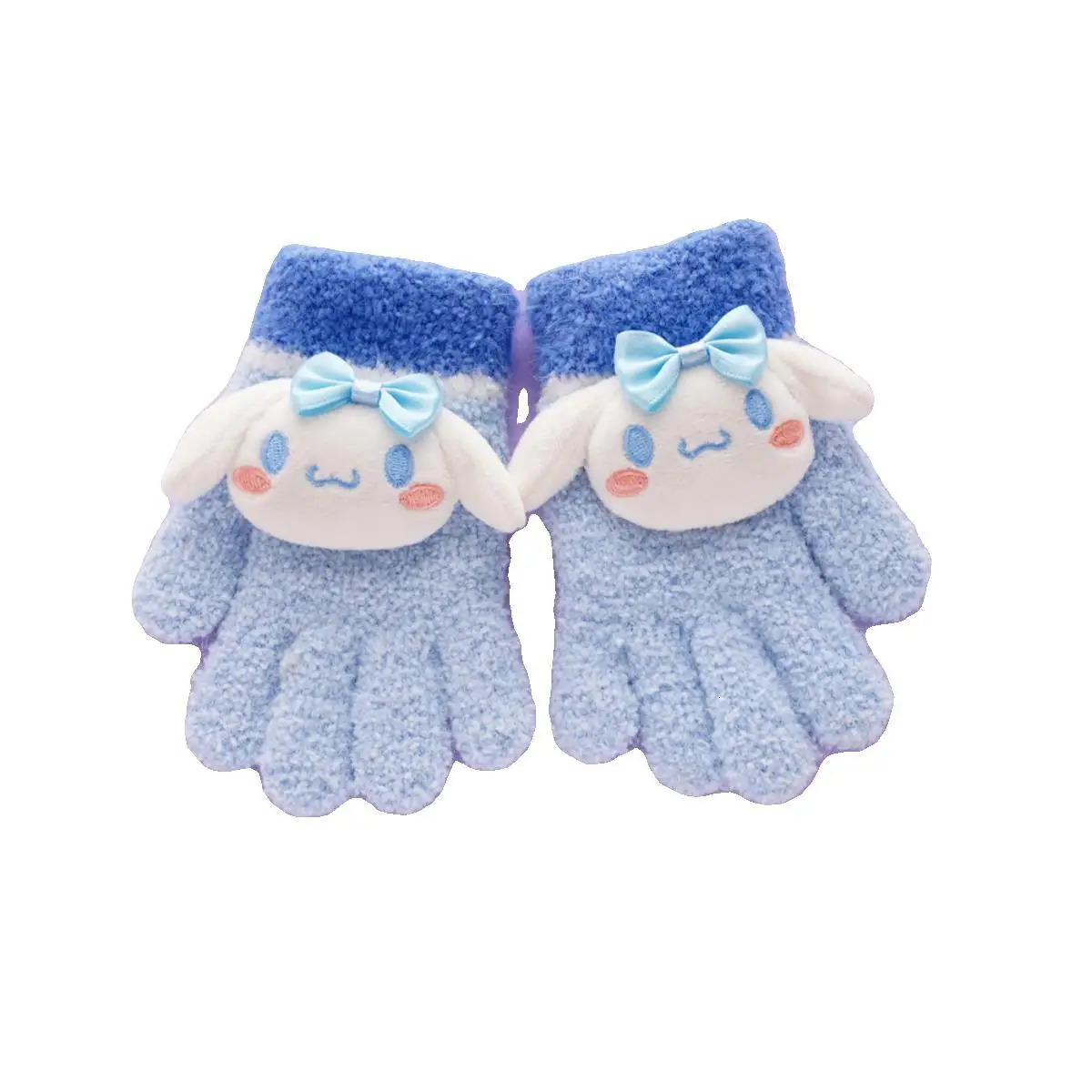 Kindergarten Children s Winter Plush Kuromo Cinnamoroll Melody Five finger Warm Gloves Knitted Baby Boys and Girls Accessories 231228