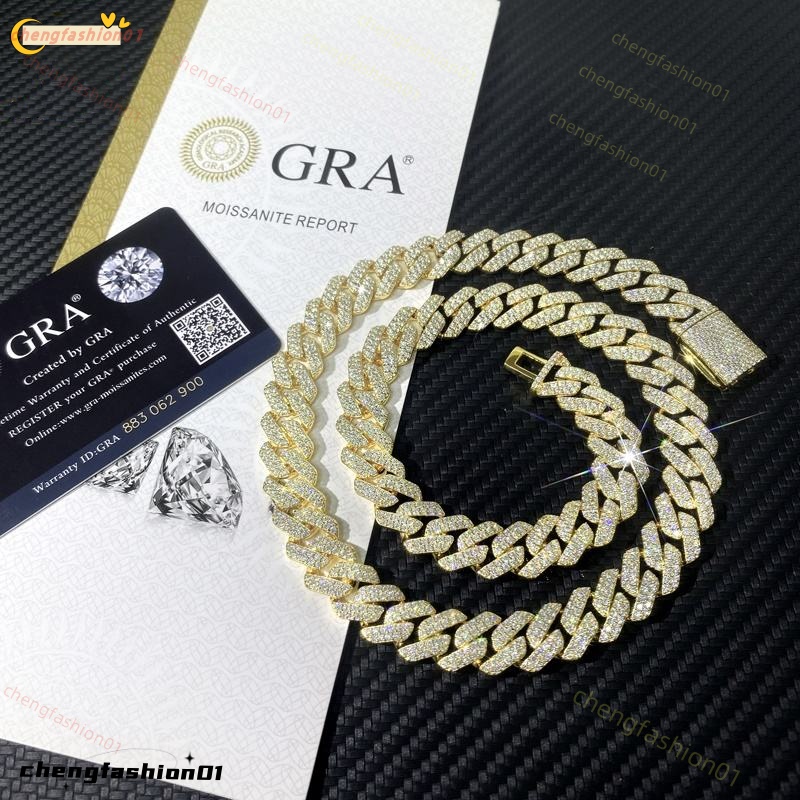 jewelry chains for men 14mm bracelet women sier k chain pass dia tester GRA VVS moissanite cuban necklace personalize gift