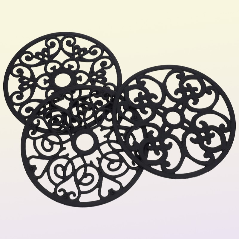 Mats Pads 3pcs Silicone Placemats Heat Insulated Pot Household Black6430054