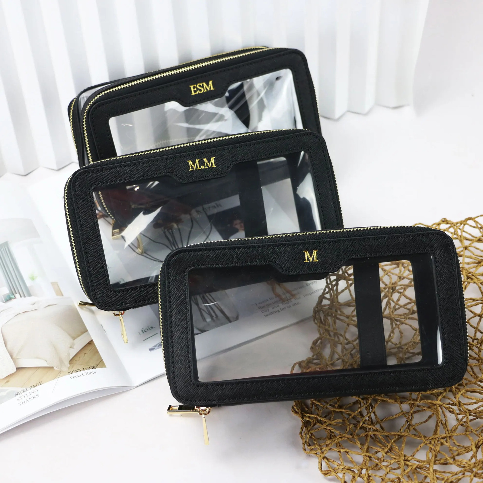 Customized Genuine Leather Travel Cosmetic Bag Fashion Waterproof Toiletry Bag Makeup Storage Bag Clear Pvc Cosmetic Bag 231228