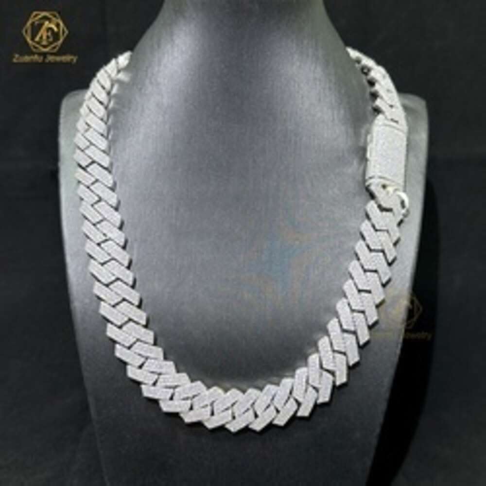 necklace moissanite chain 18mm Wide Cuban Chain Necklace Jewelry Hip Hop Jewelry Full Diamond CubanBracelet for Men