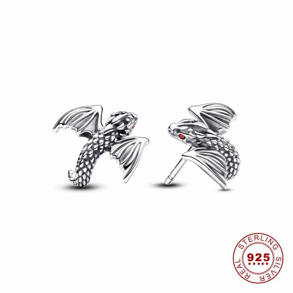Silver Herocross Dragon Earrings Fit S925 Snake Bracelet DIY Jewelry Ice And Fire Charm New Throne Beads Women's Jewelry Gifts Free Shipping