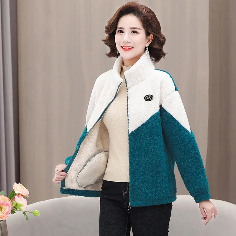 Autumn Winter Fleece Fluffy Jacket Women s Streetwear Harajuku Zipper Coat Ladies Lightweight Plush Warm Splice 2320 231228