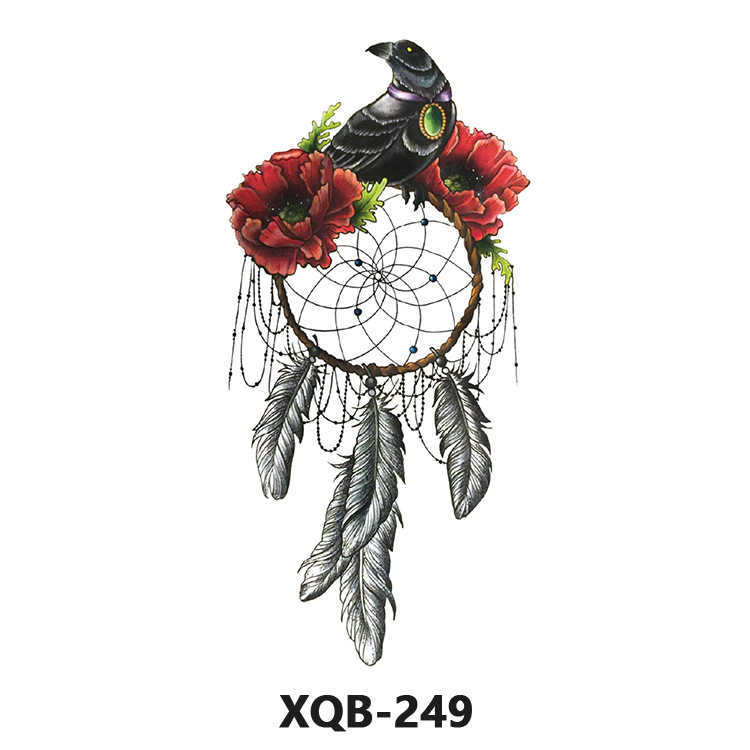 New Tattoo Sticker Waterproof Animal Black and White Flower Colored Net Red Arm Half Simulation