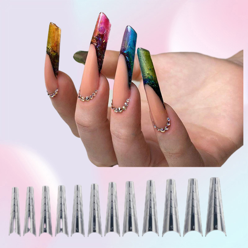 MSHARE Dual Forms Russian Almond Nail Tips Balerina Half Cover Quick Building Mold for Acrylic Gel Extension 120pcs in Box